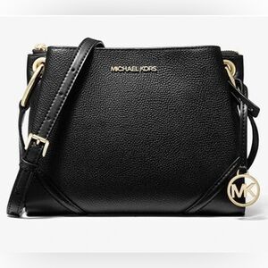 Michael Kors Nicole Large Black Leather Crossbody Bag